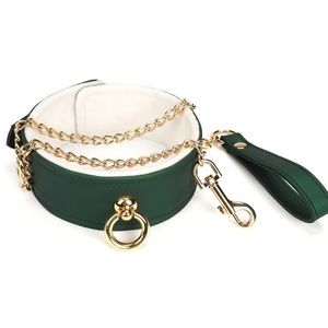 NEW🔥 Green leather choker with chain leash